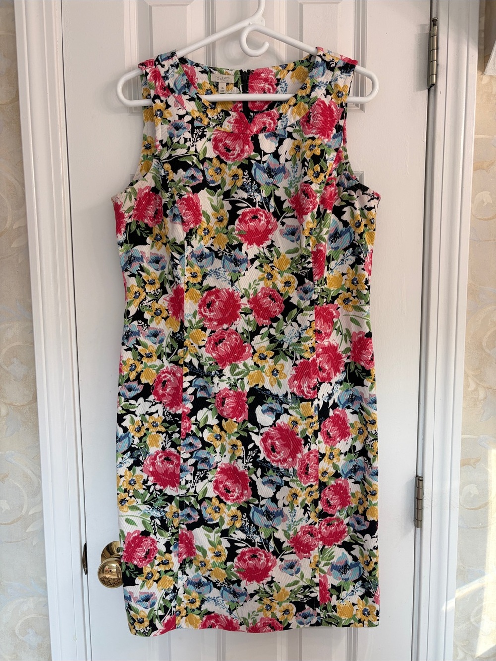 Talbots Sleeveless Cotton Spandex Multicolor  Floral Sheath Dress